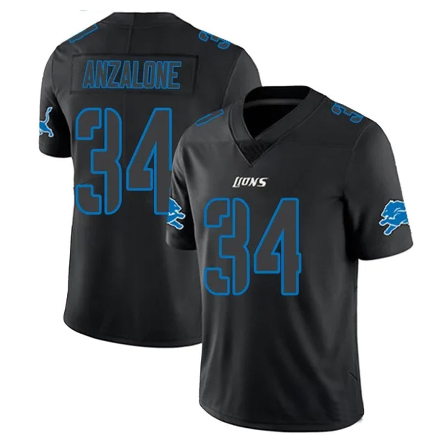 Custom #34 Black DET Football Shirt Top