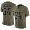 Custom #34 Olive DET Football Shirt Top
