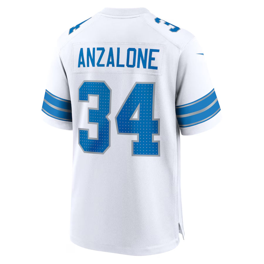 Custom #34 White DET Football Shirt Top