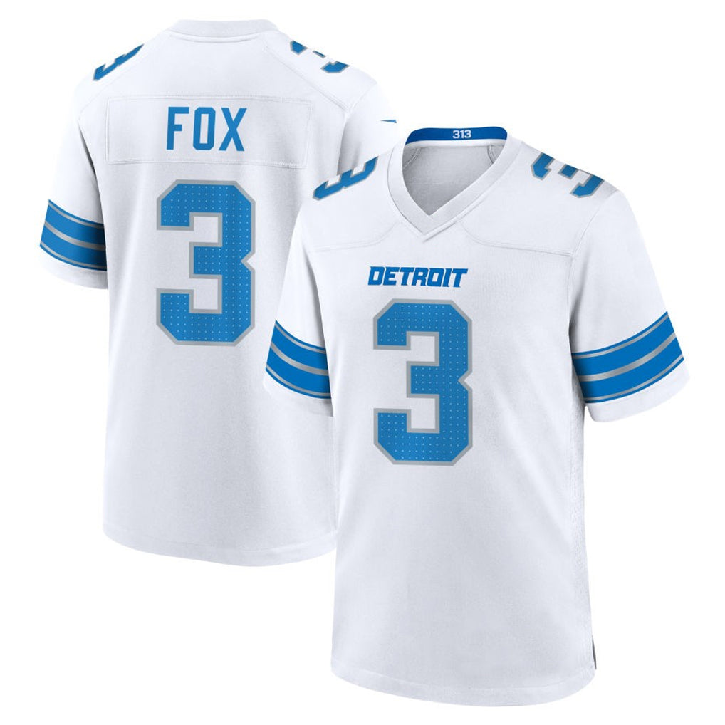 Custom #3 White DET Football Shirt Top