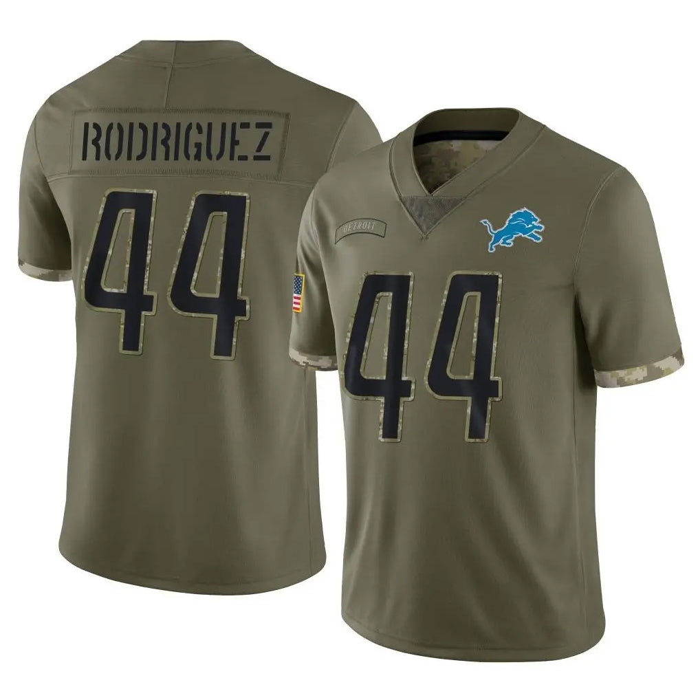 Custom #44 Olive DET Football Shirt Top