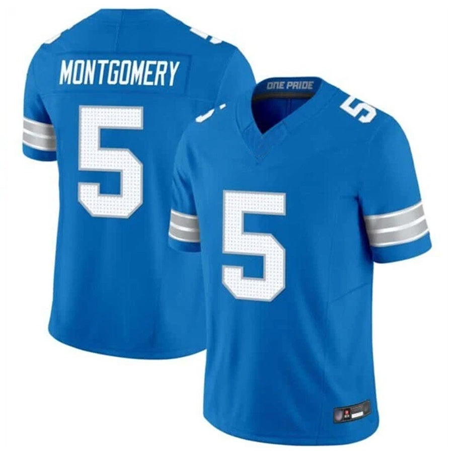Custom #5 Blue DET Football Shirt Top