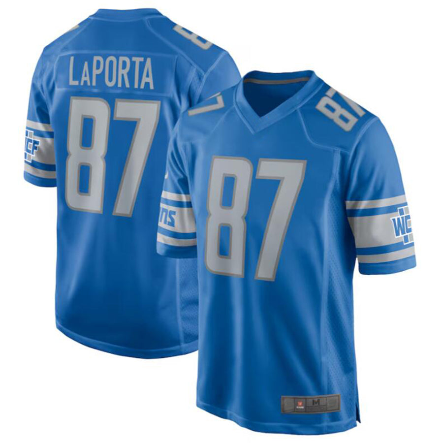 Custom #87 Blue DET Football Shirt Top