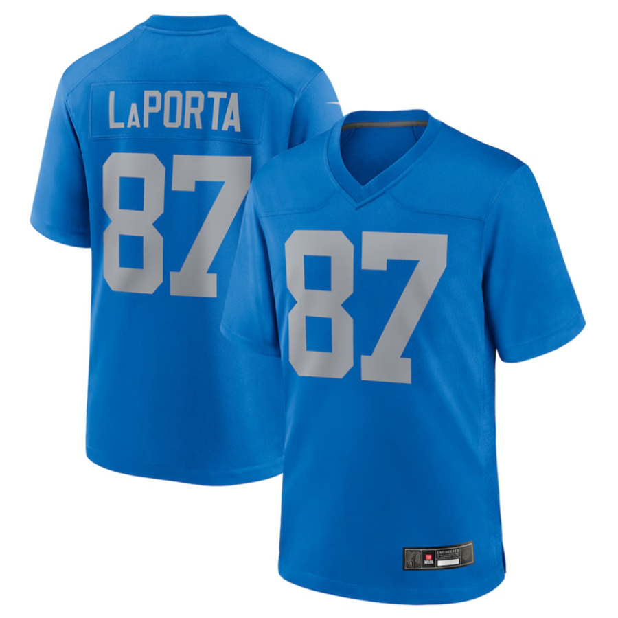 Custom #87 Blue DET Football Shirt Top