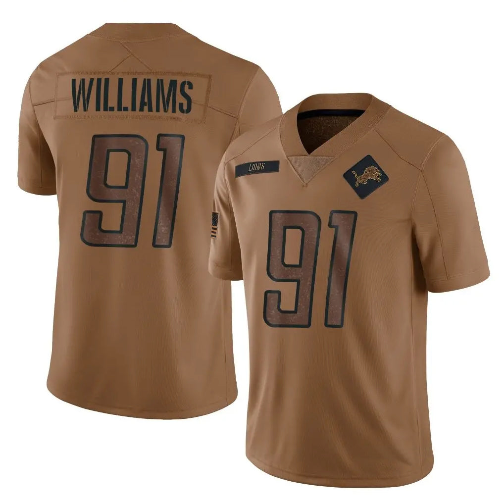 Custom #91 Brown DET Football Shirt Top
