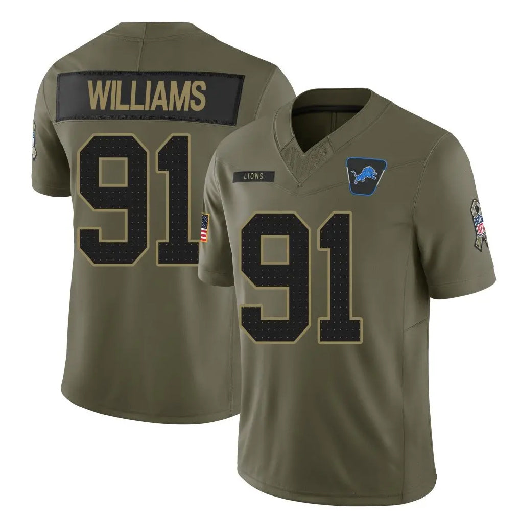 Custom #91 Olive DET Football Shirt Top