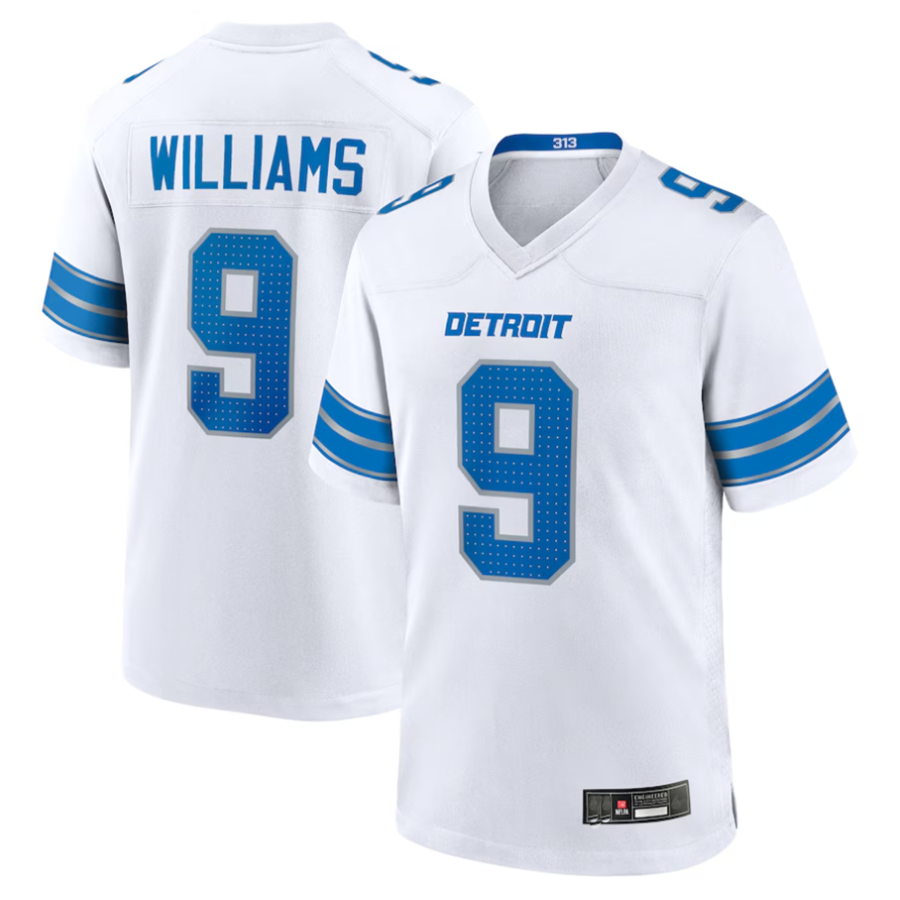 Custom #9 White DET Football Shirt Top