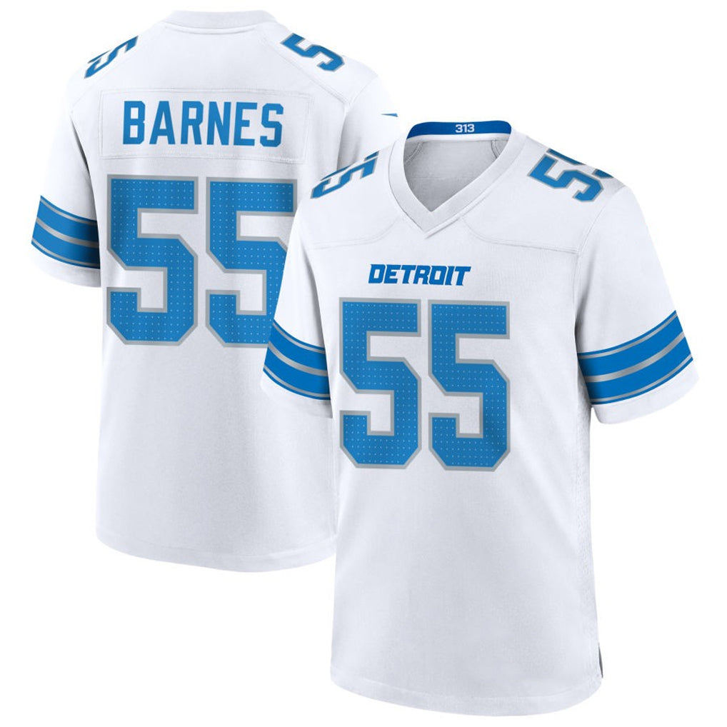 Custom #55 White DET Football Shirt Top
