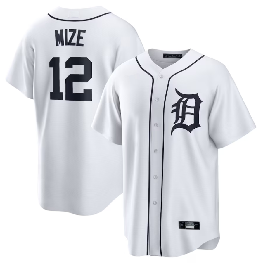 Custom #12 White DET Baseball Shirt Top