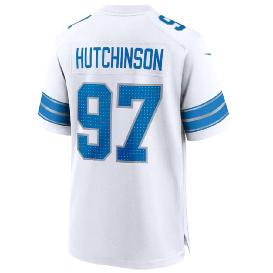 Custom #97 White DET Football Shirt Top