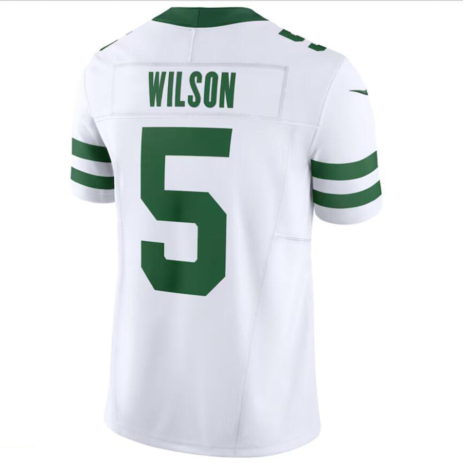 Custom #5 White NYJ Football Shirt Top