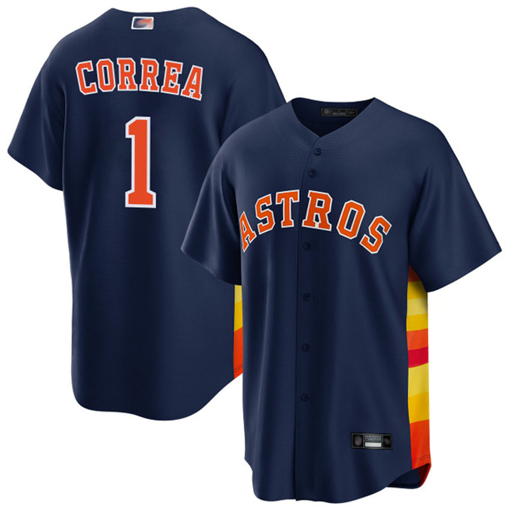 Custom #1 Navy HOU Baseball Shirt Top