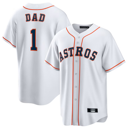 Custom #1 White HOU Baseball Shirt Top