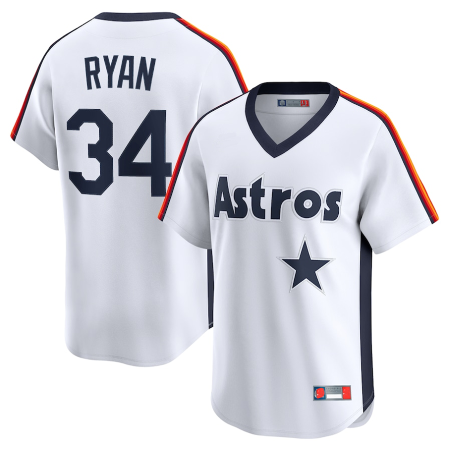 Custom #34 White Throwback HOU Baseball Shirt Top