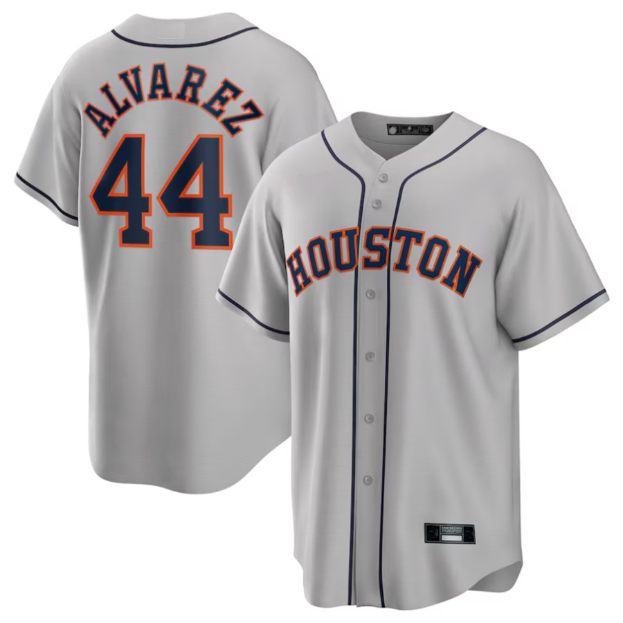 H.Astros #44 Yordan 隆搂隆茅lvarez Player Gray Road Replica Baseball Jerseys