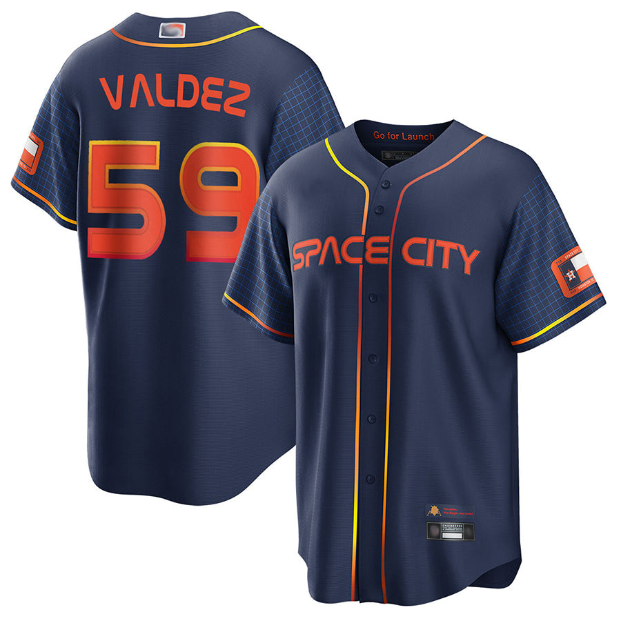 Custom #59 Navy City Connect HOU Baseball Shirt Top