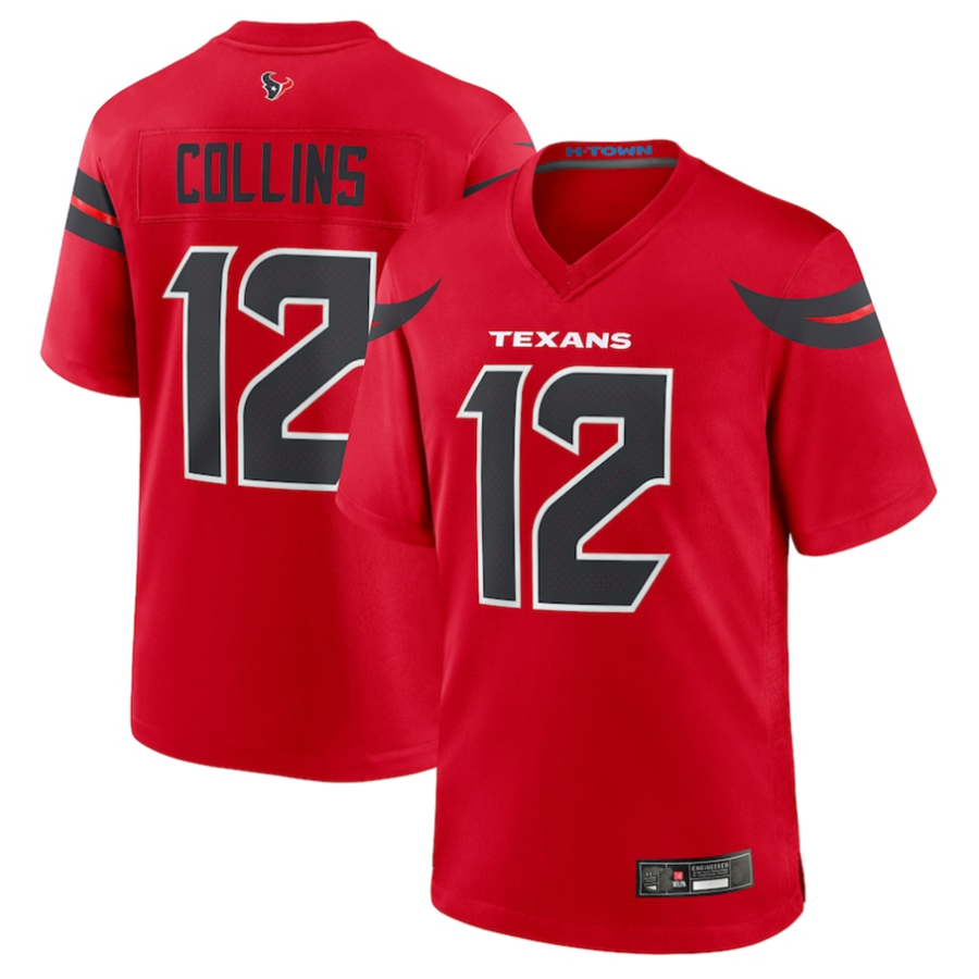 Custom #12 Red HOU Football Shirt Top