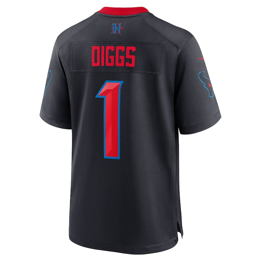 Custom #1 Navy HOU Football Shirt Top