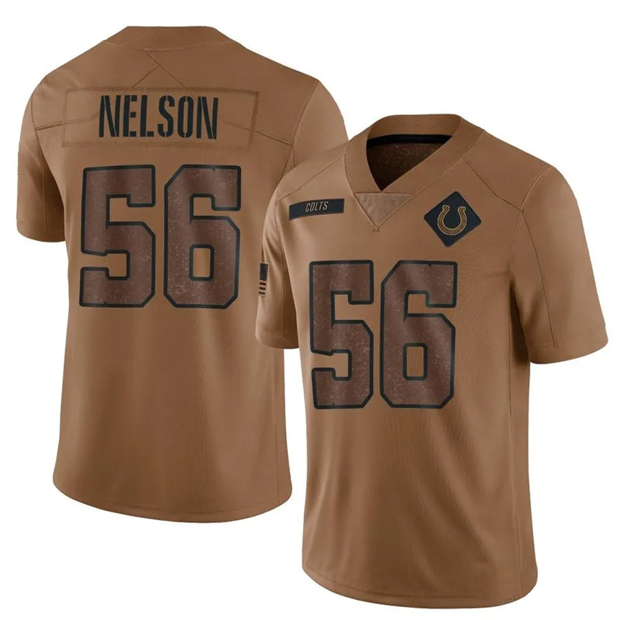 IN.Colts #56 Quenton Nelson Player Brown Salute To Service Limited Football Jerseys