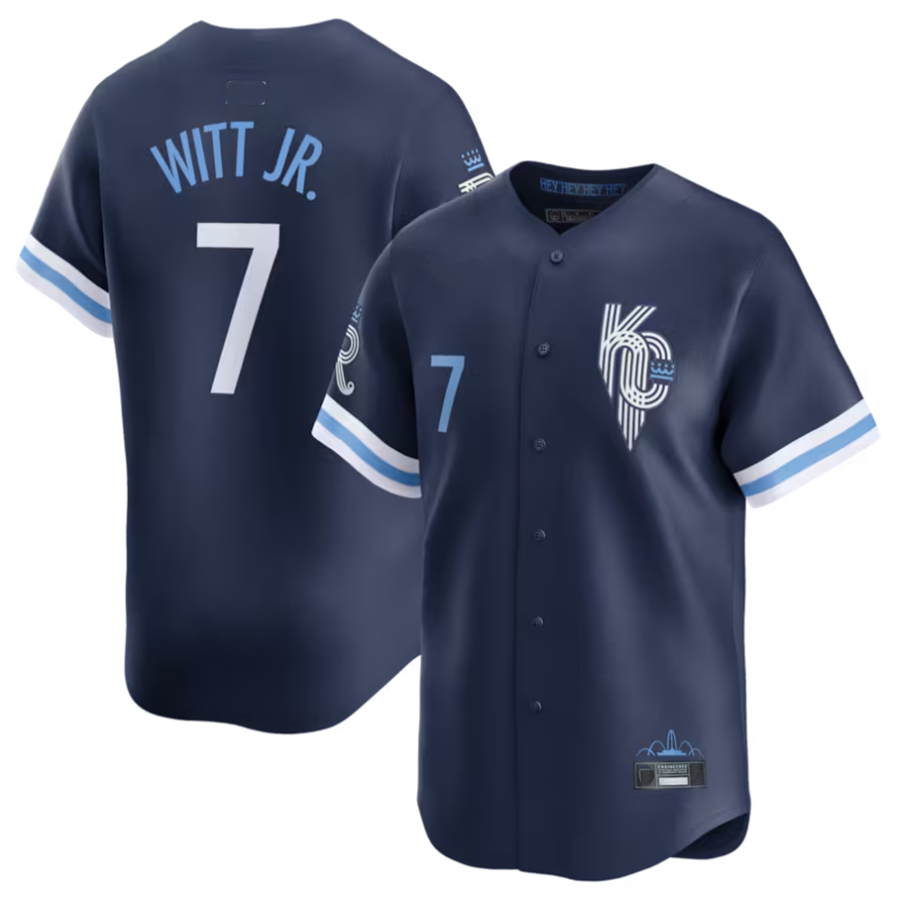Custom #7 Navy City Connect KC Baseball Shirt Top