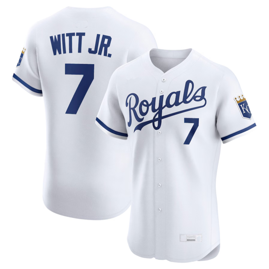 Custom #7 White KC Baseball Shirt Top
