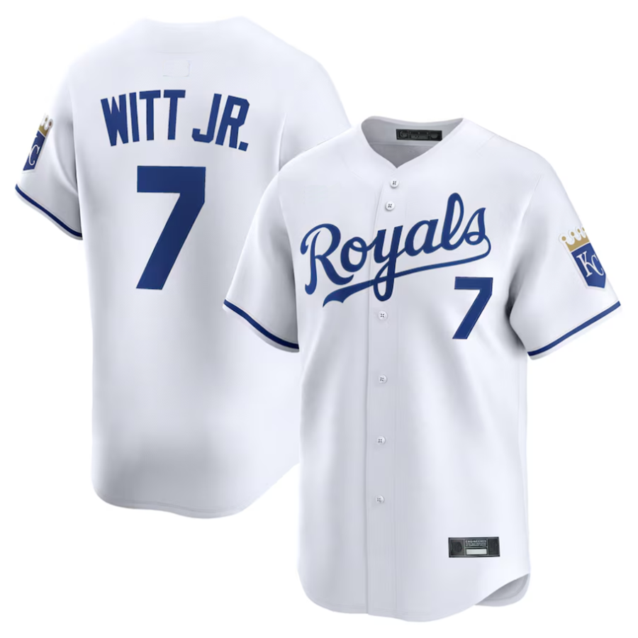 Custom #7 White KC Baseball Shirt Top