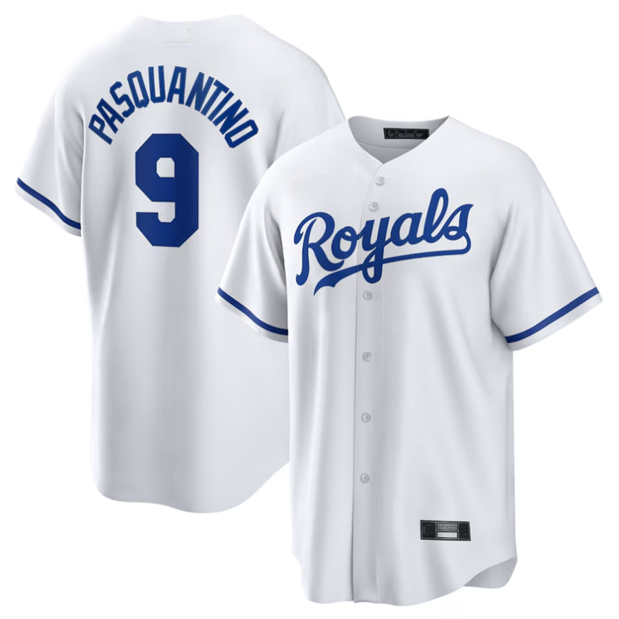 Custom #9 White KC Baseball Shirt Top