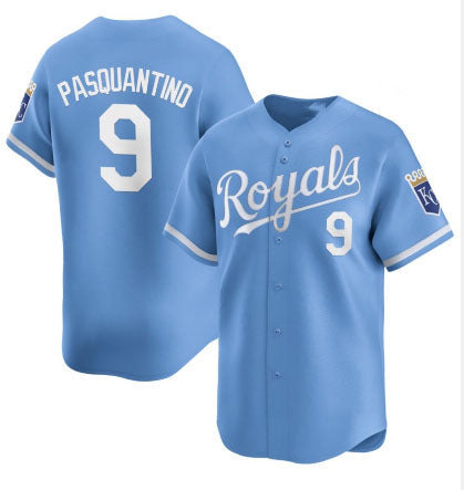 Custom #9 Light Blue KC Baseball Shirt Top