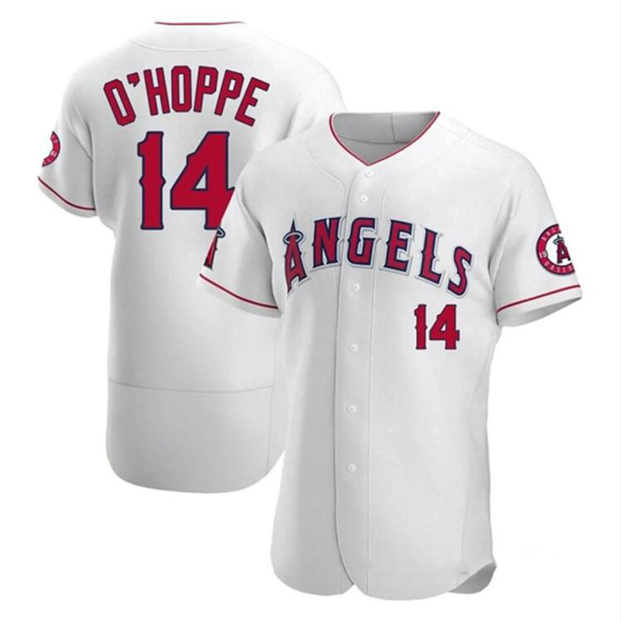 Custom #14 White LAA Baseball Shirt Top