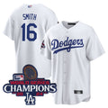 Custom #16 White World Series Champions LAD Baseball Shirt Top