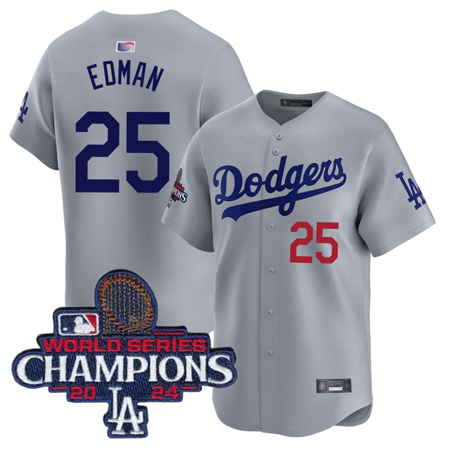 Custom #25 Gray World Series Champions LAD Baseball Shirt Top