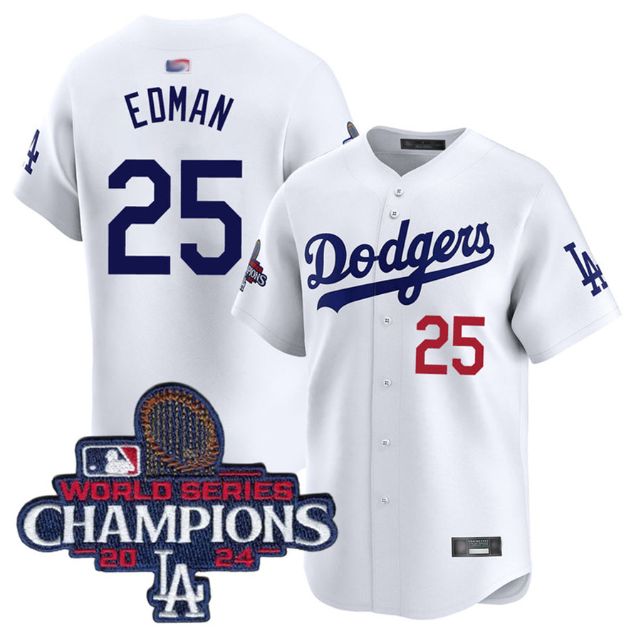 Custom #25 White World Series Champions LAD Baseball Shirt Top