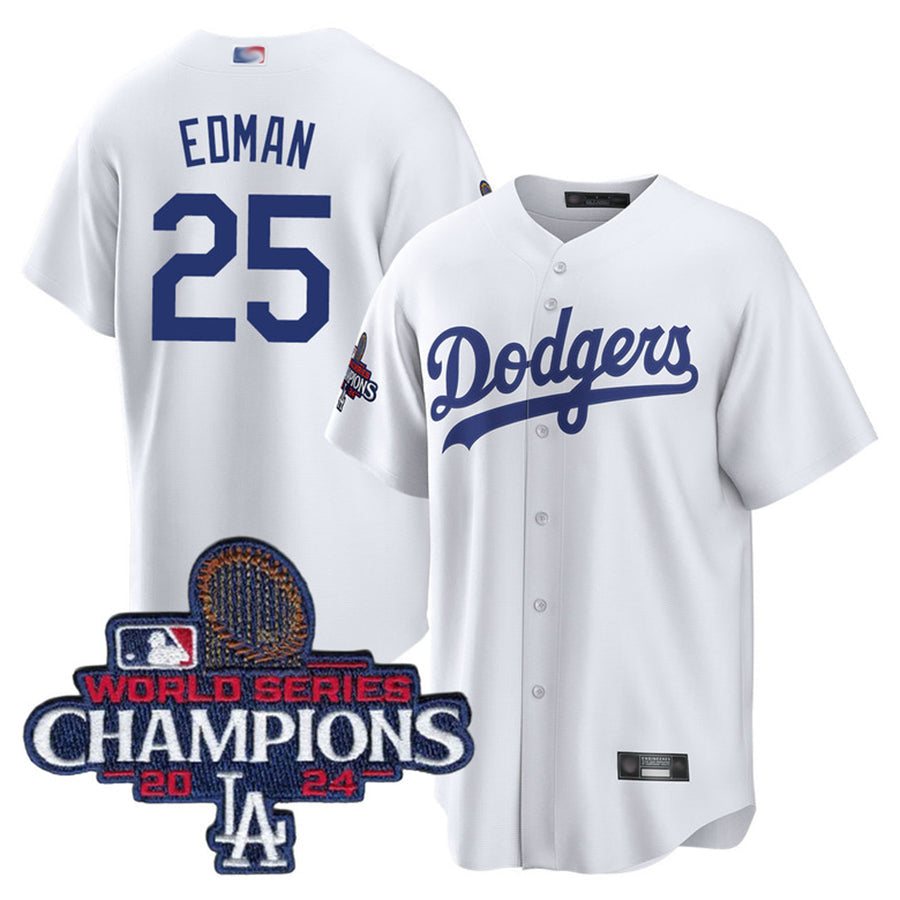 Custom #25 White World Series Champions LAD Baseball Shirt Top