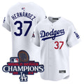 Custom #37 White World Series Champions LAD Baseball Shirt Top