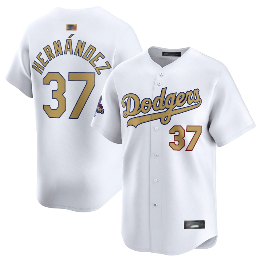 Custom #37 White LAD Baseball Shirt Top