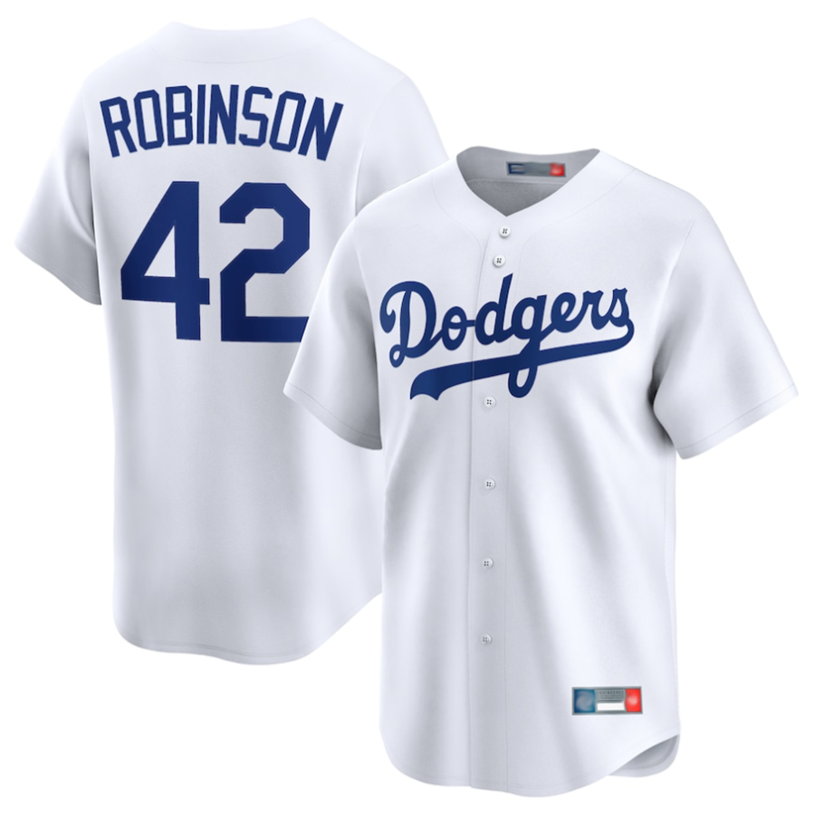 Custom #42 White Throwback LAD Baseball Shirt Top