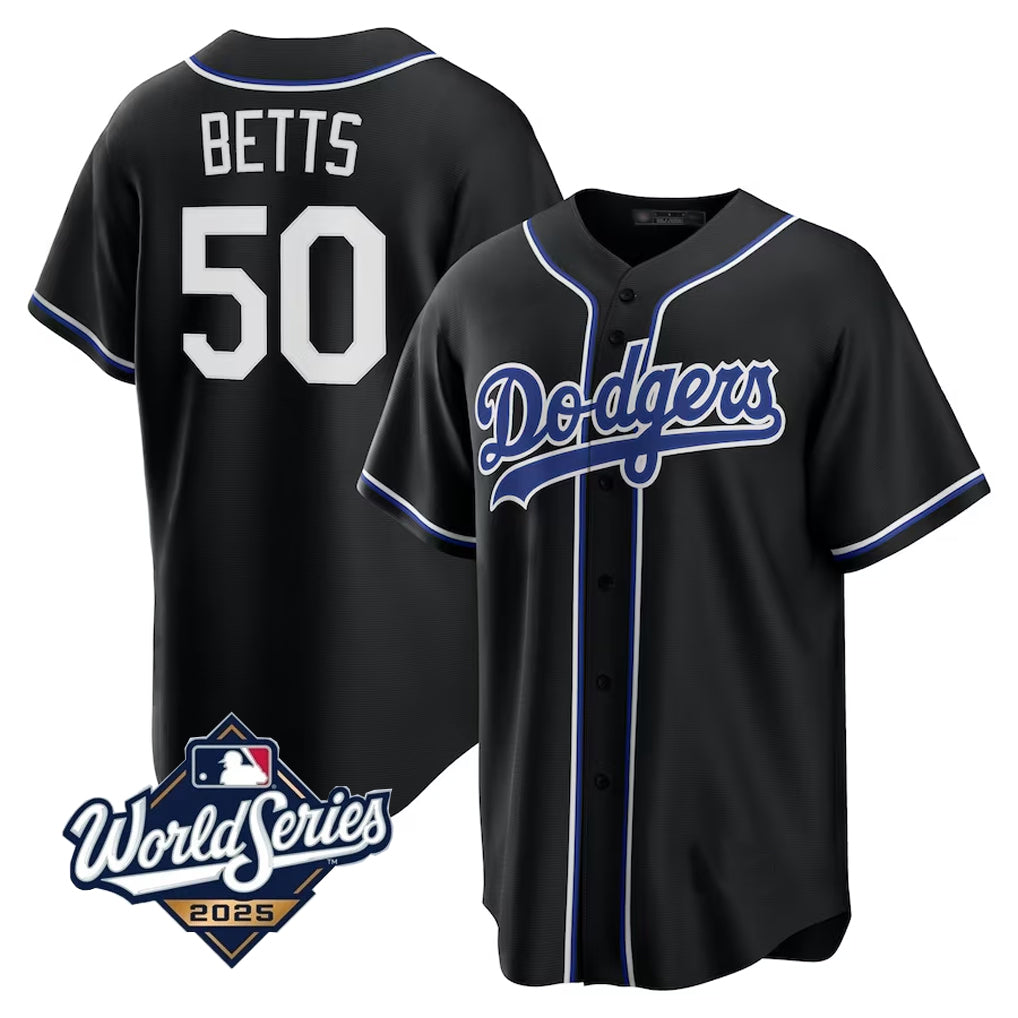 Custom #50 Black 2025 LAD Baseball Shirt Top
