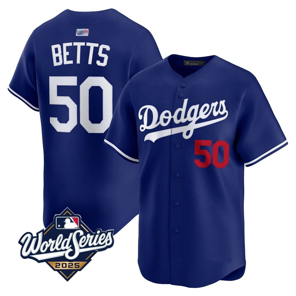 Custom #50 Royal 2025 LAD Baseball Shirt Top