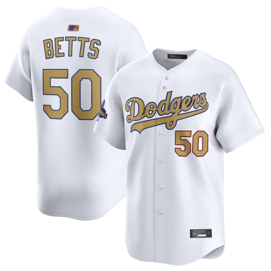 Custom #50 White LAD Baseball Shirt Top