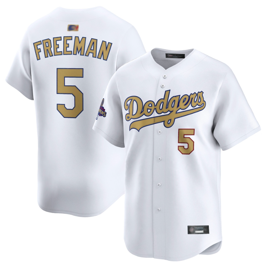 Custom #5 White LAD Baseball Shirt Top