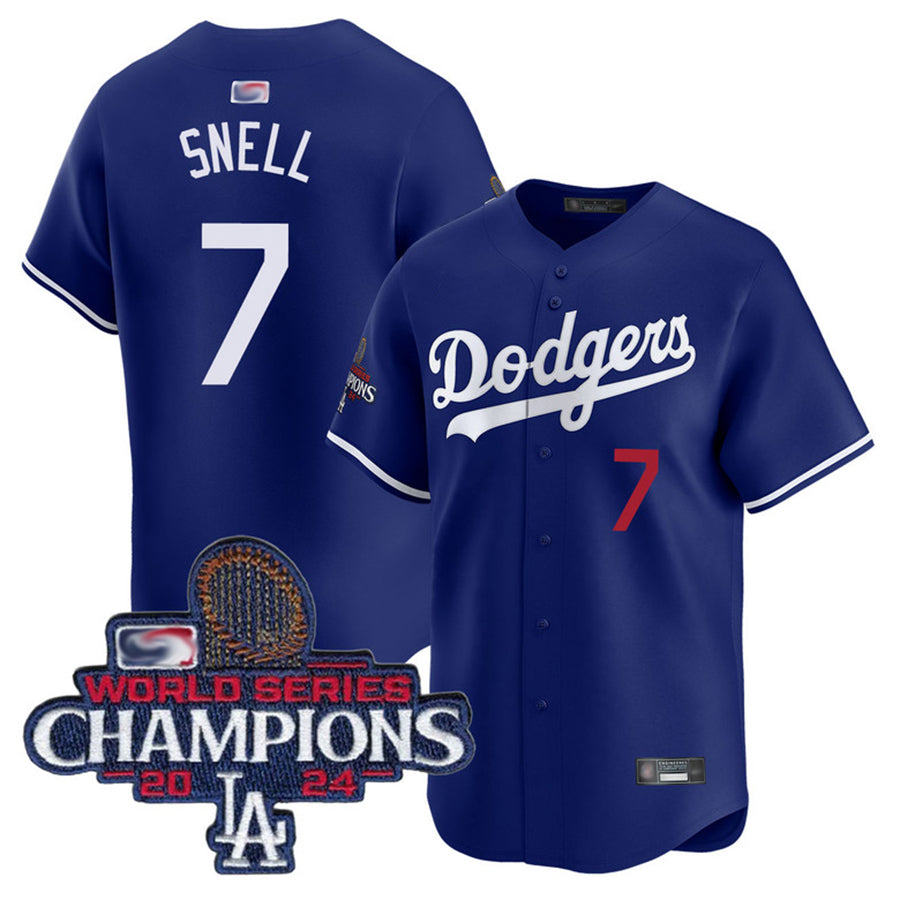 Custom #7 Royal World Series Champions LAD Baseball Shirt Top