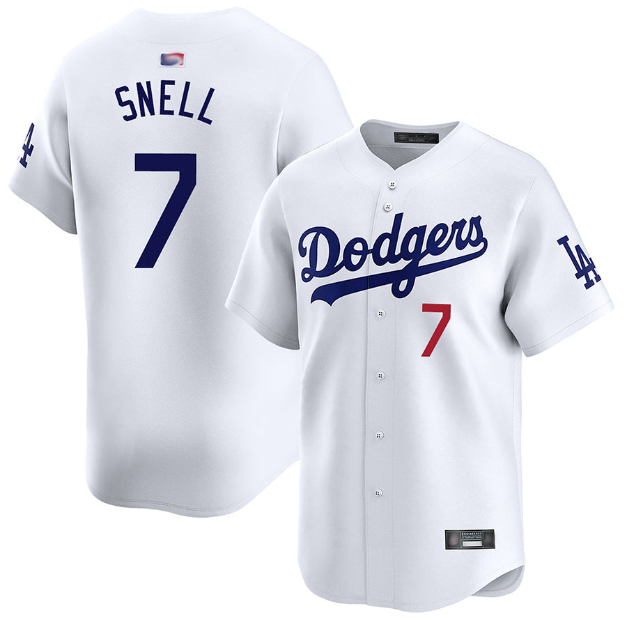 Custom #7 White LAD Baseball Shirt Top