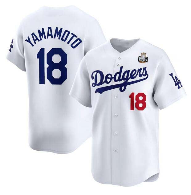 Custom #18 White LAD Baseball Shirt Top