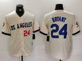 Custom #24 Cream LAD Baseball Shirt Top