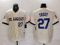 Custom #27 Cream LAD Baseball Shirt Top