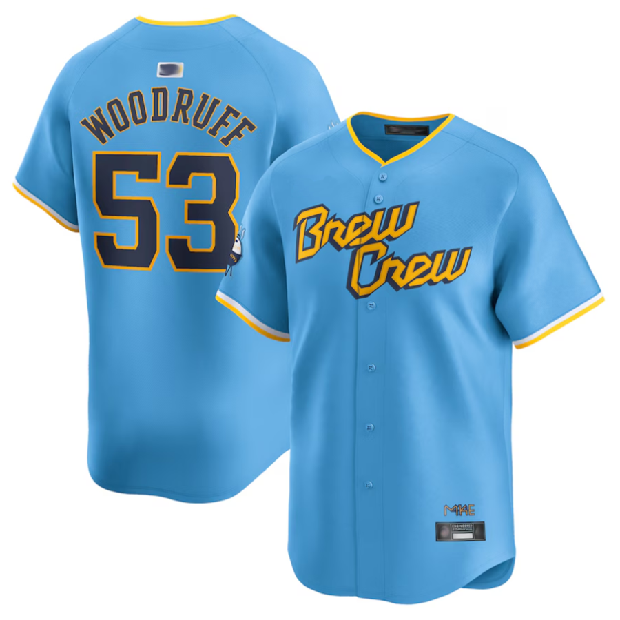 Custom #53 Powder Blue City Connect MIL Baseball Shirt Top