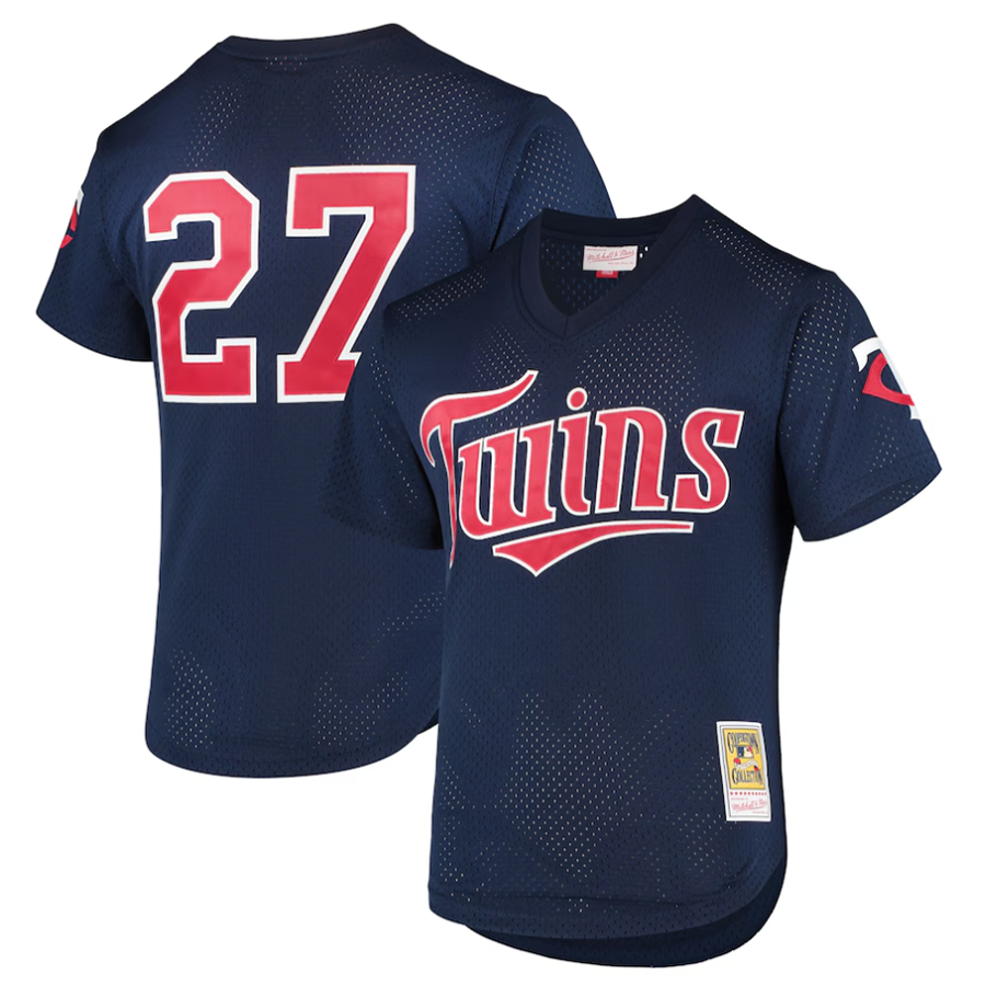 Custom #27 Navy 2002 MIN Baseball Shirt Top