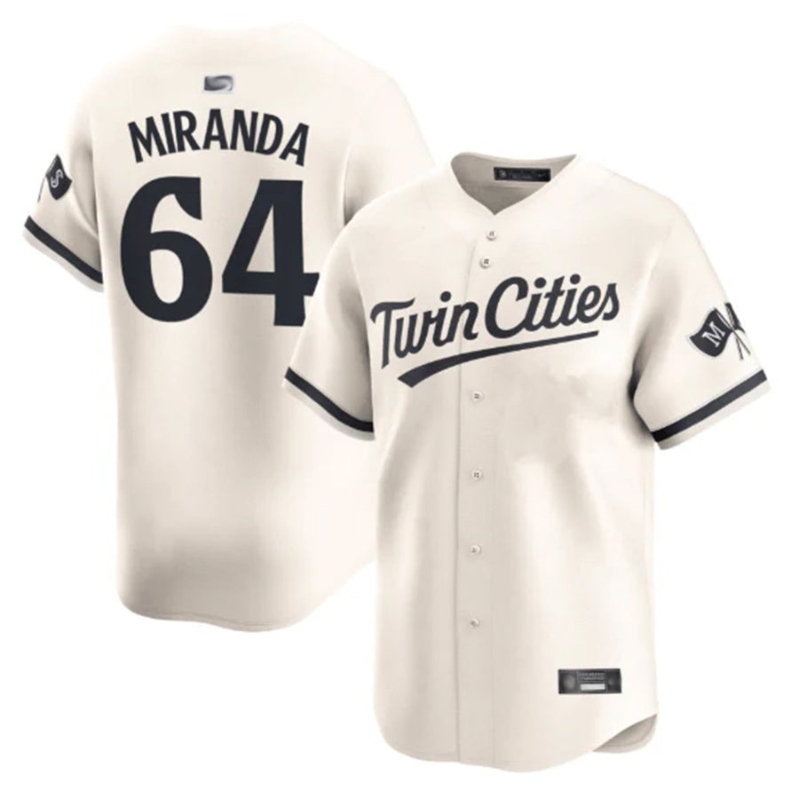 Custom #64 Cream MIN Baseball Shirt Top