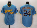 Custom #24 Blue City Connect MIL Baseball Shirt Top