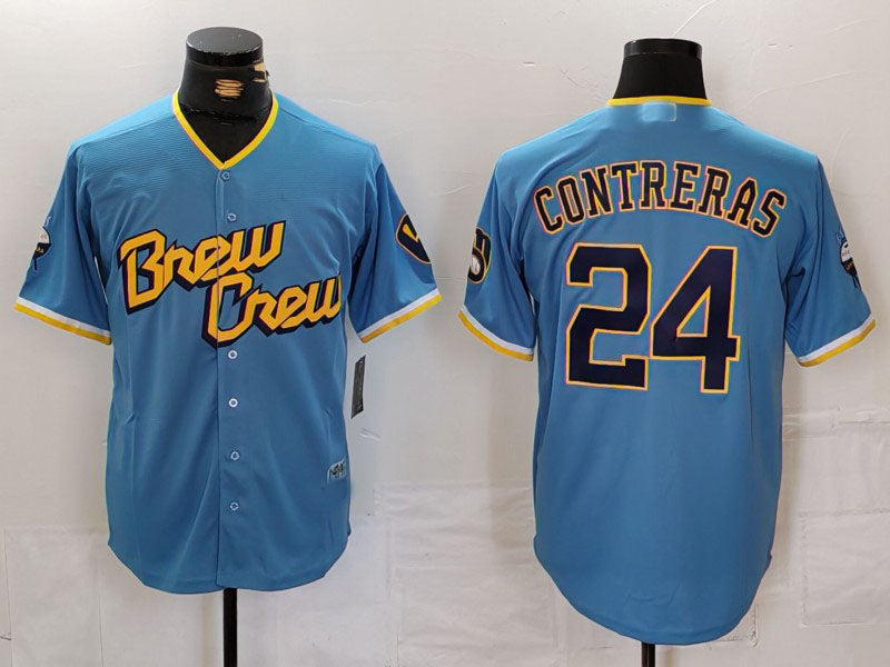 Custom #24 Blue City Connect MIL Baseball Shirt Top